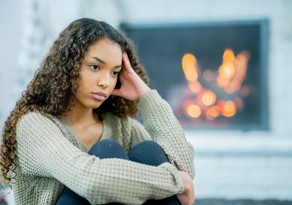 woman struggling focusing
